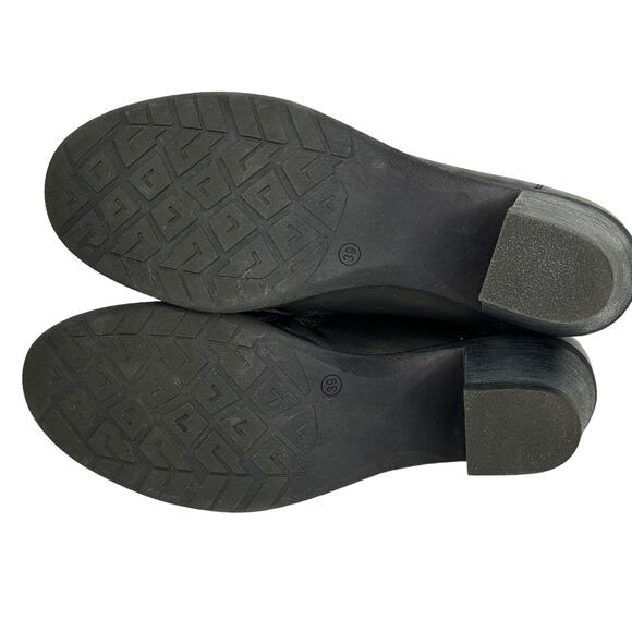 E Scott Leather Bootie Women's SZ 39 Made In Italy Heeled Boot Comfort Black Zip - Picture 6 of 10